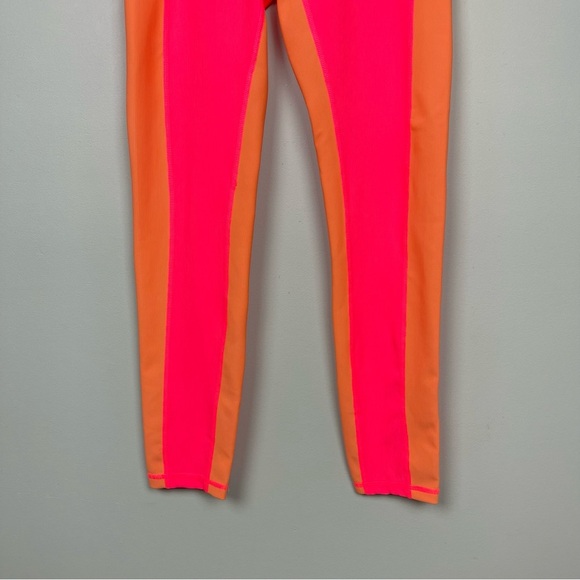 Wilo The Label Pink and Orange Color-Block Ribbed Leggings - Picture 4 of 7